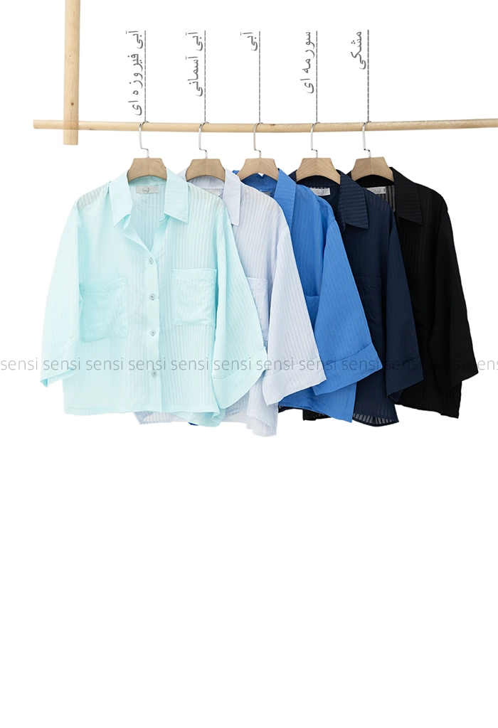 شومیز باکسی شیشه ای راه راه کد1005750
